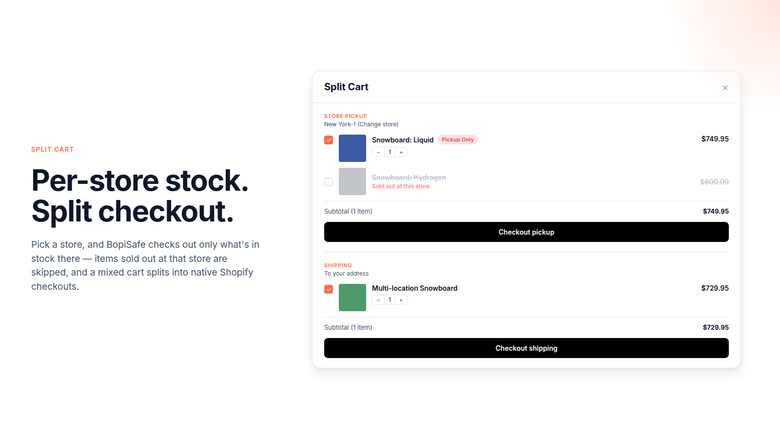 Split Cart drawer appearing in the storefront cart