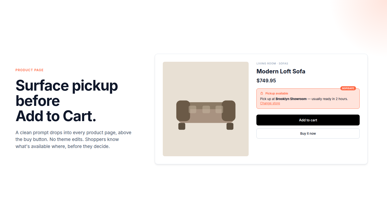 Product page showing per-store pickup availability before add-to-cart